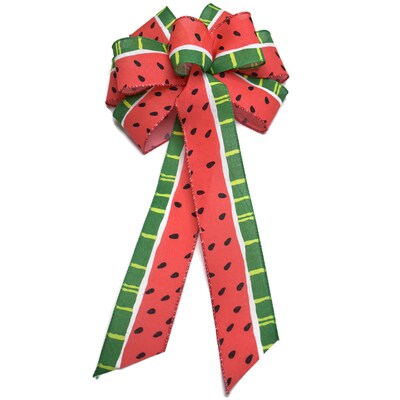 Summer Wired Wreath Bow - Watermelon with Seeds - image1